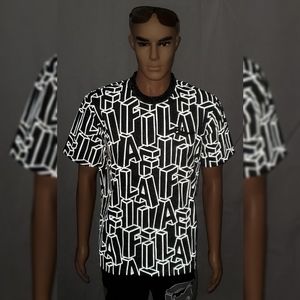 FILA REF TEE MEN SHORT SLEEVE ALLOVER PRINTED WITH REFLECTIVE EFFECT SIZ M BLACK